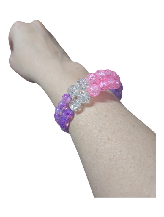 Hand Crafted Jewelry - “Pink Purple Beaded Stretch Bracelets Set • Y2K Aesthetic 274